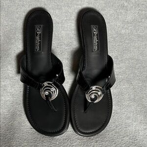 BRIGHTON Legend Embellished Shiny Clear Stones Croc Style Leather 2 Inch Heel